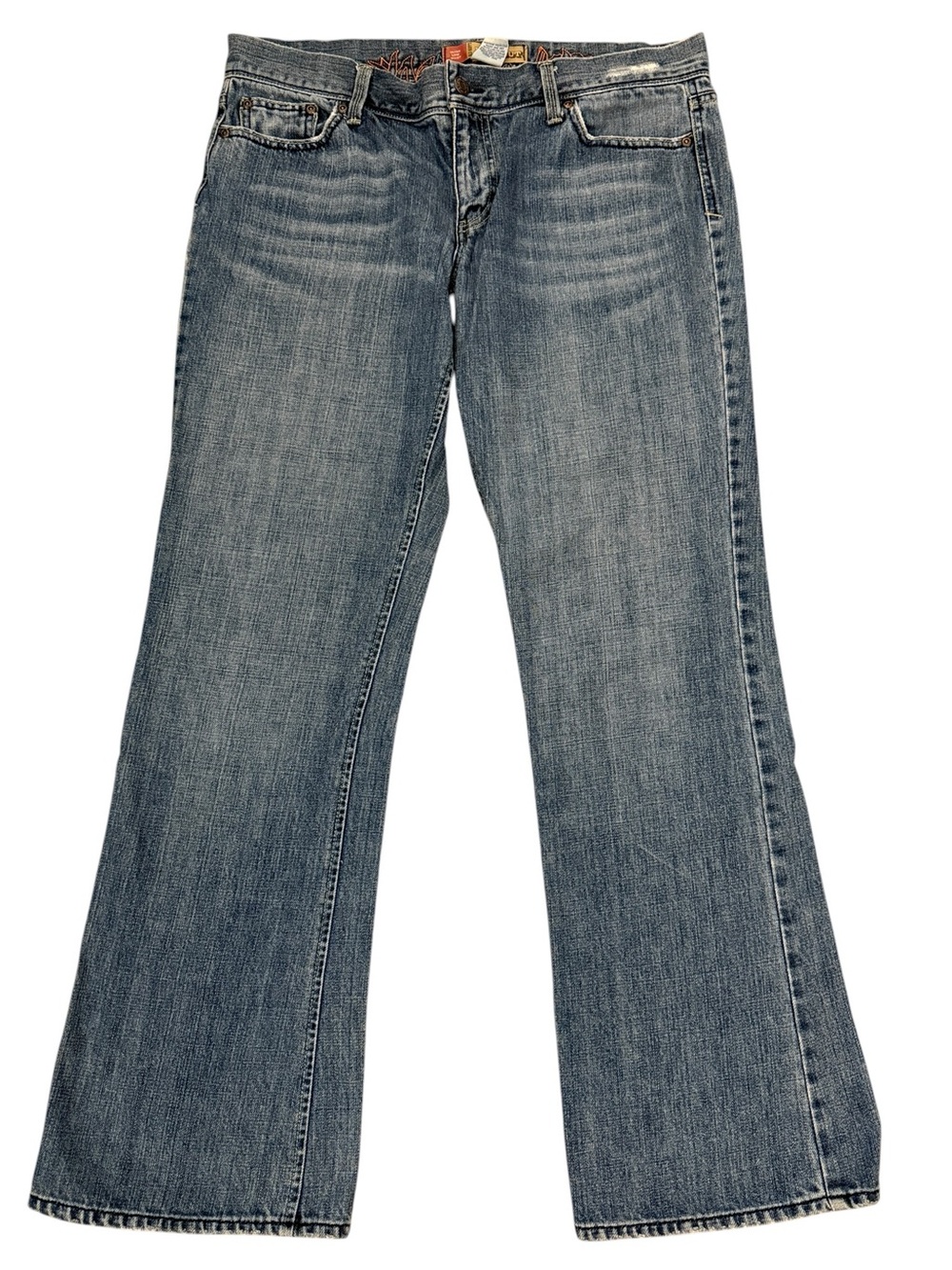 Vintage Y2K Old Navy Ultra Low Waist Bootcut Embroidered Jeans 10 Reg 34x30.5